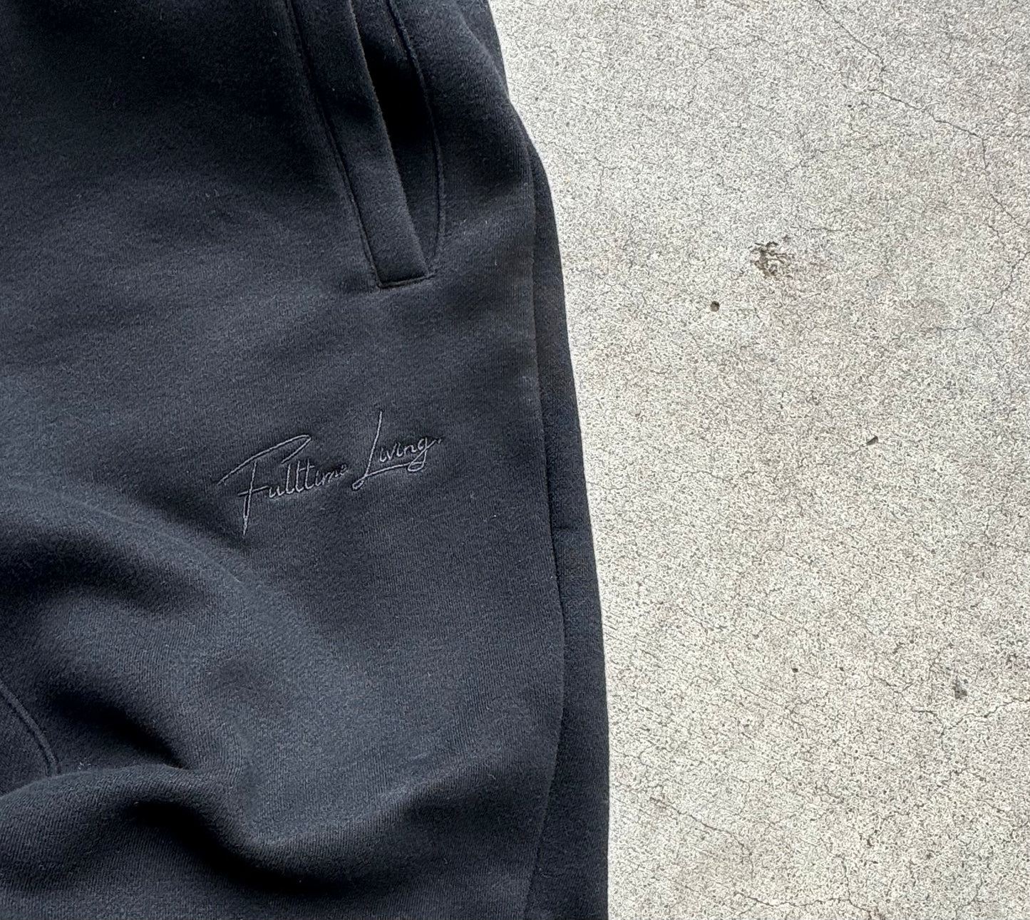 Black Minimal Cuffed Sweatpants