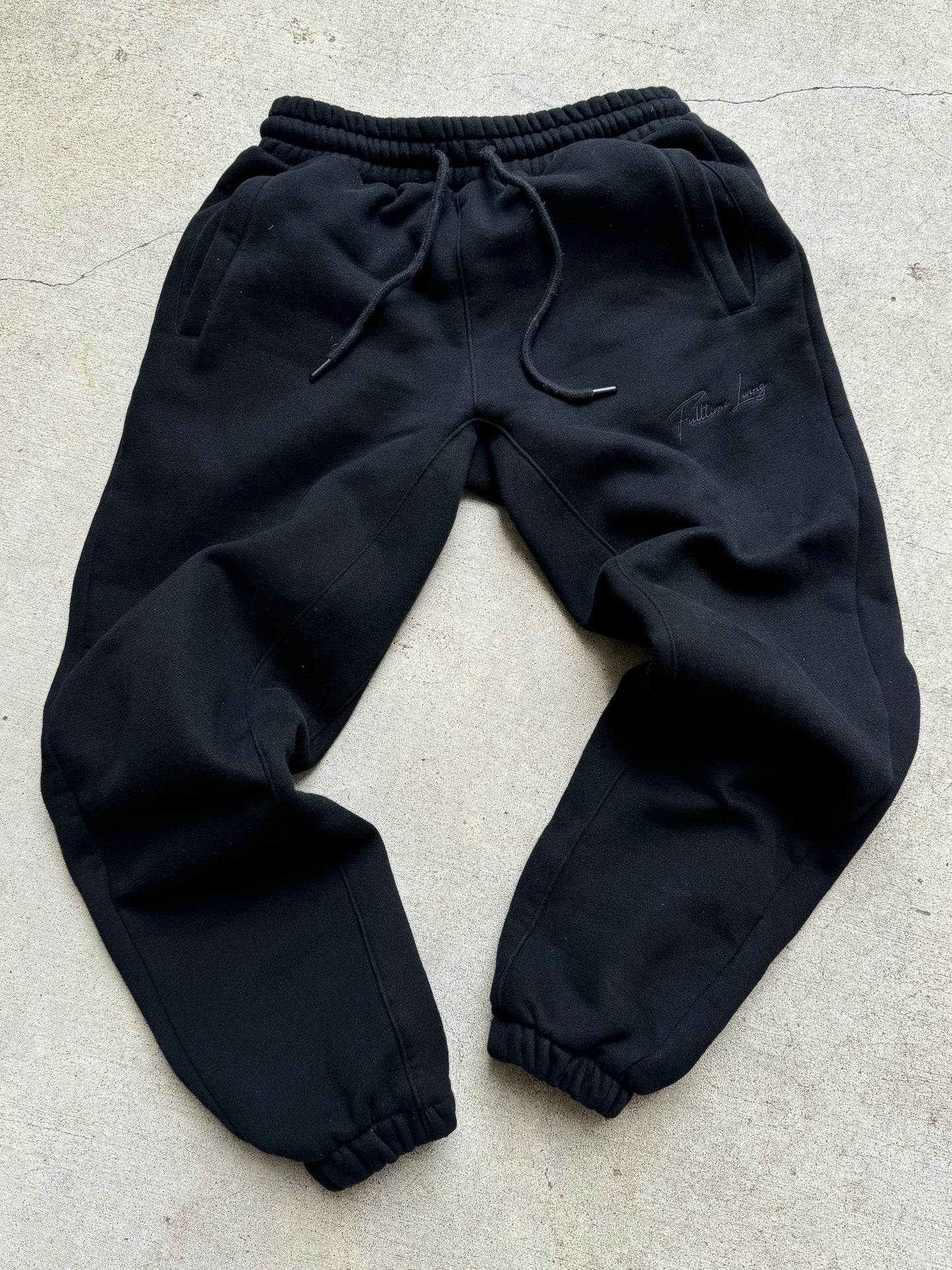 Black Minimal Cuffed Sweatpants